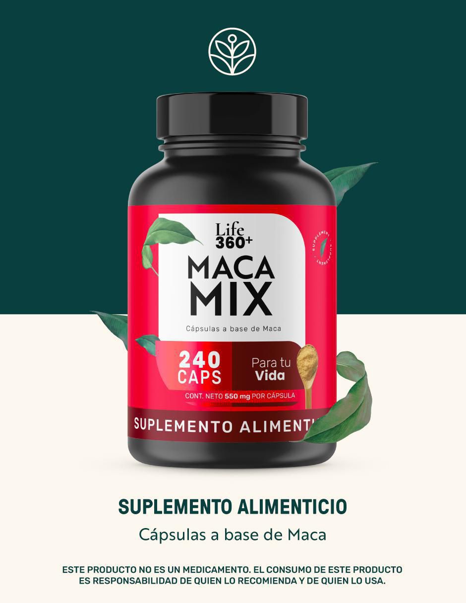 Maca: maca (negra amarilla roja) life 360+ 240 cápsulas con maca de sin tamaño 9