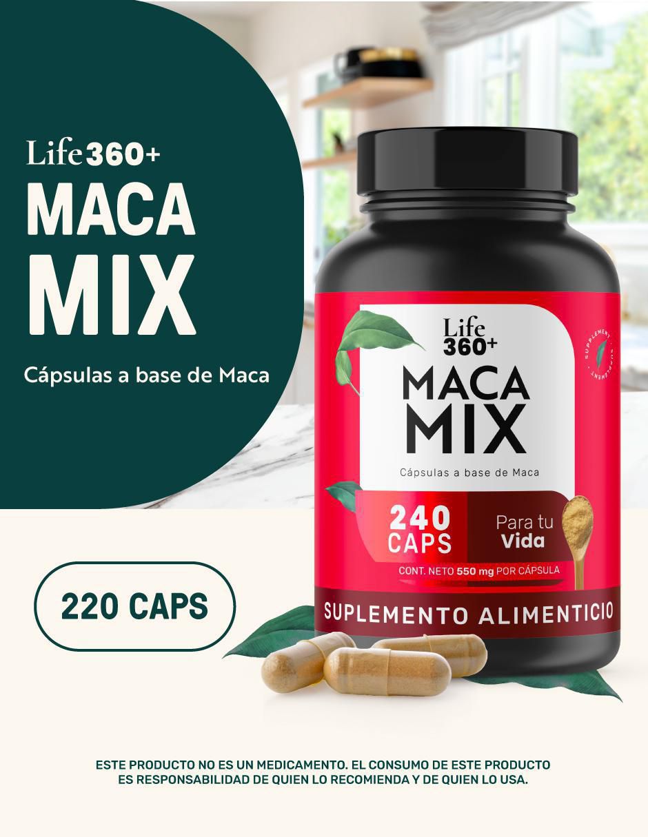 Maca: maca (negra amarilla roja) life 360+ 240 cápsulas con maca de sin tamaño 11