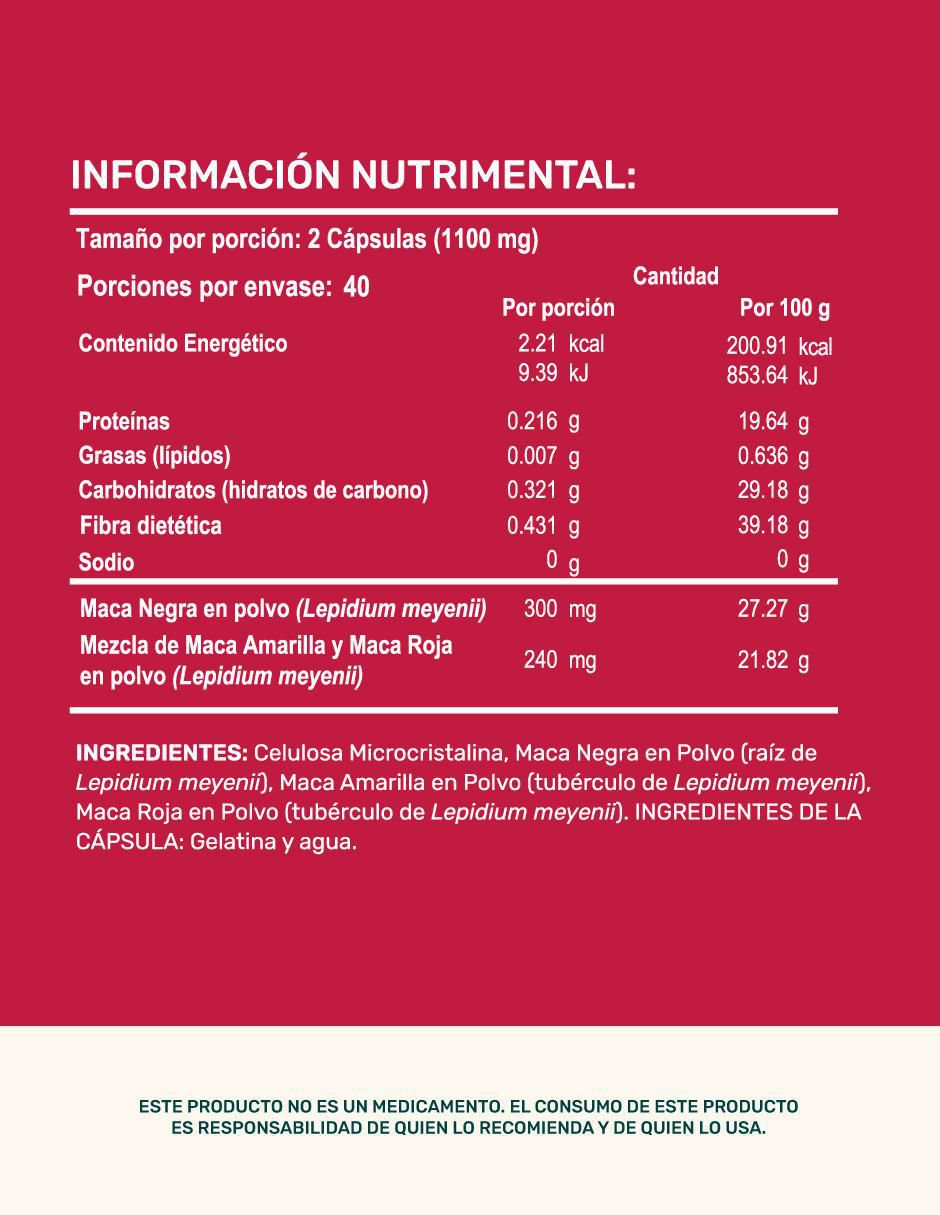 Maca: maca (negra amarilla roja) life 360+ 240 cápsulas con maca de sin tamaño 8