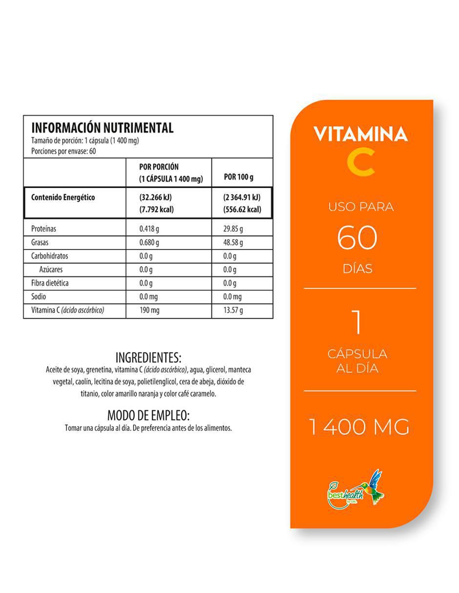 Vitamina C de 60 cápsulas 3