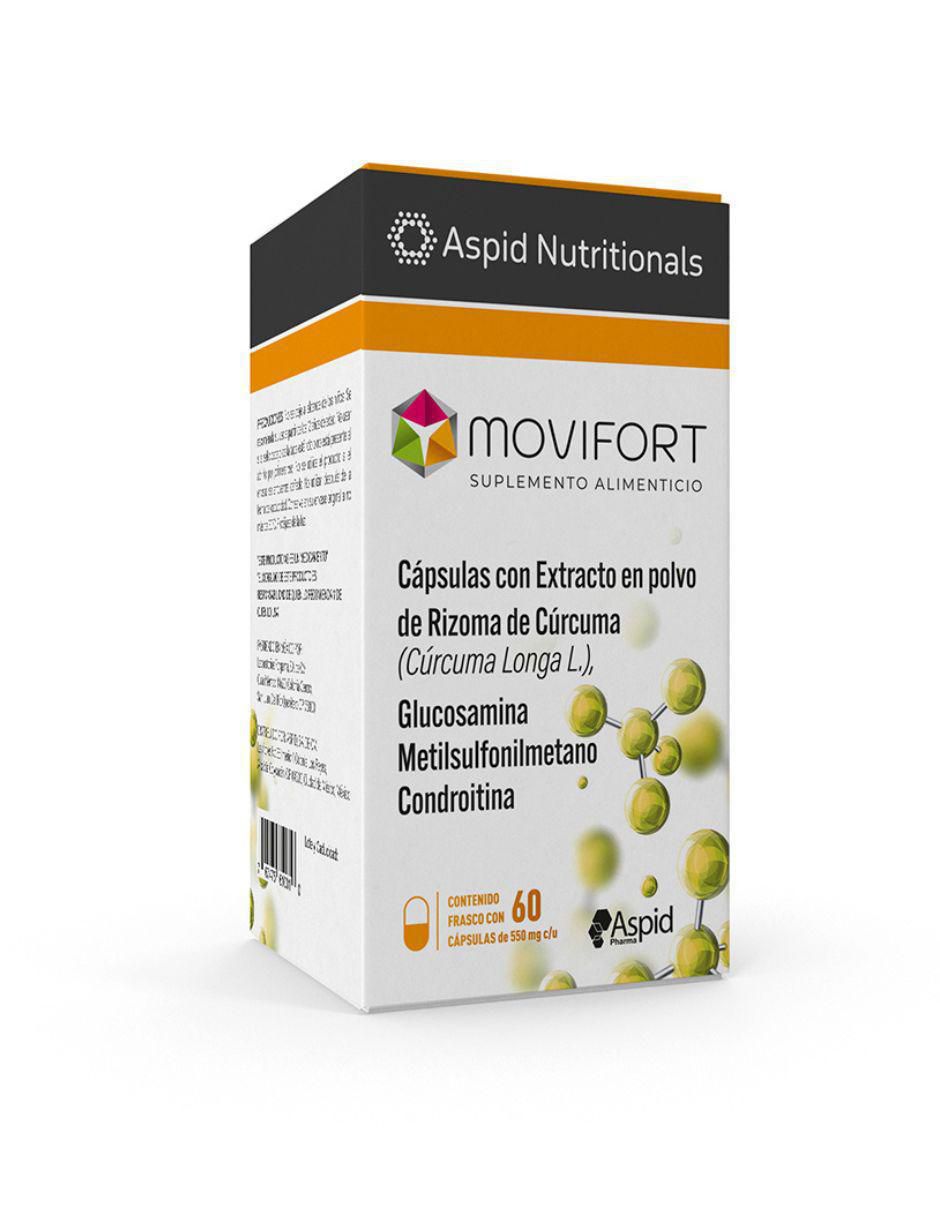 Movifort con extracto en polvo de rizoma de cúrcuma glucosamina de 60 cápsulas 2