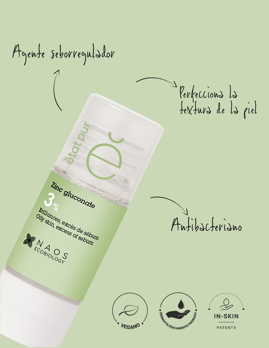Sérum facial Gluconato de zinc Activo Puro Etat Pur de piel normal y mixta 5