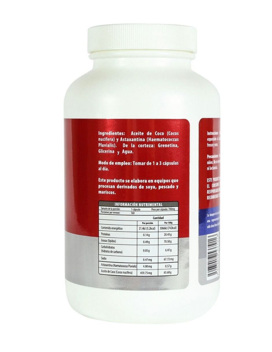 Astaxantina con Aceite de Coco Fraccionado con astaxantina de 160 cápsulas 2