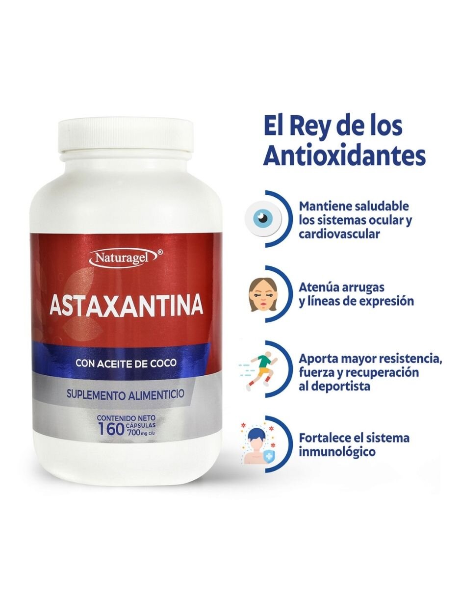 Astaxantina con Aceite de Coco Fraccionado con astaxantina de 160 cápsulas 4