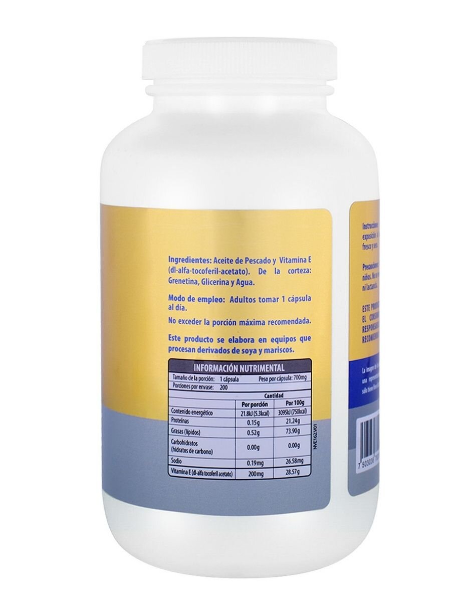 Vitamina E con Omega 3 de 200 cápsulas 2