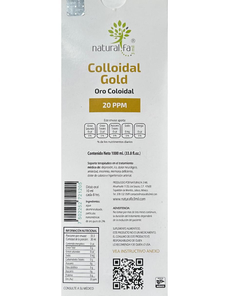 Oro Coloidal fa3mil Natural sabor herbal de 1 l 2