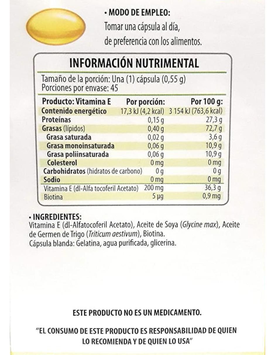 Vitamina E Solanum de 45 cápsulas 2