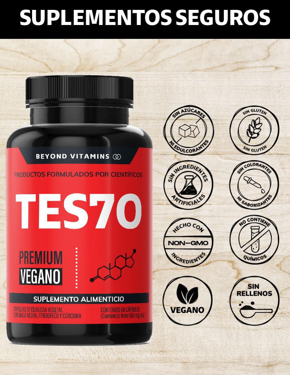 Testo Premium Vegano con fenogreco, maca, l arginina, zinc, vitamina d3, ácido aspártico, l-citrulina y creatina monohidratada de 60 cápsulas 2