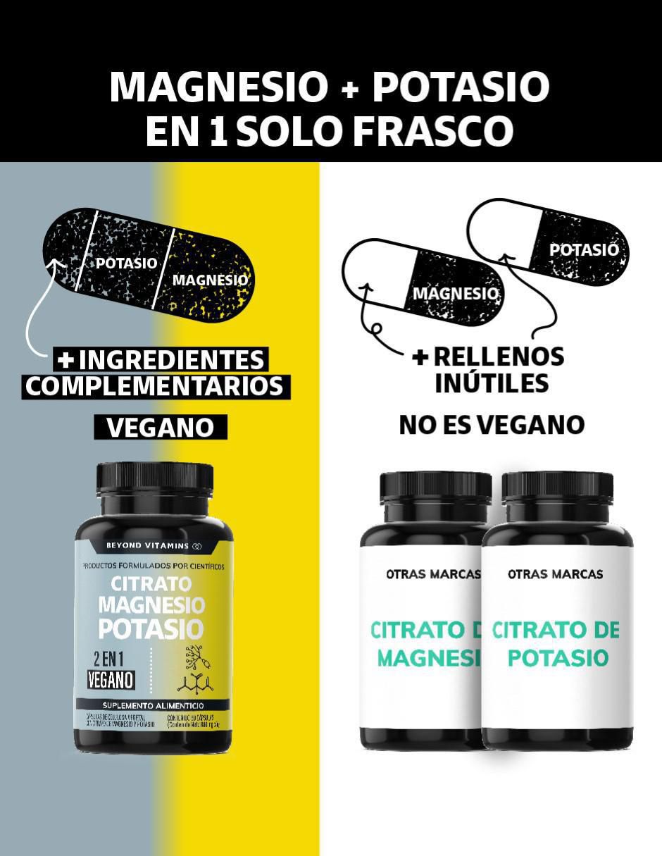 Citrato de Magnesio + Potasio Vegano con citrato de magnesio de 60 cápsulas 6