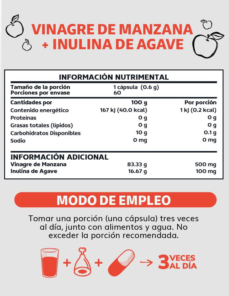 Vinagre de Manzana + Inulina de Agave de 60 cápsulas 5