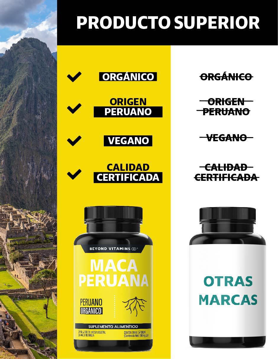 Maca Peruana con maca amarilla, aceite de onagra de 60 cápsulas 6