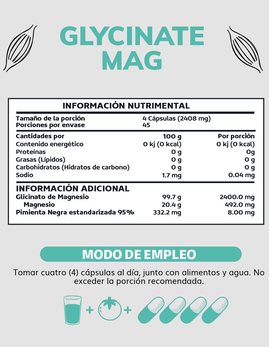 Glicinato de Magnesio, Magnesio y Pimienta Negra estandarizada al 95% de 180 cápsulas 5