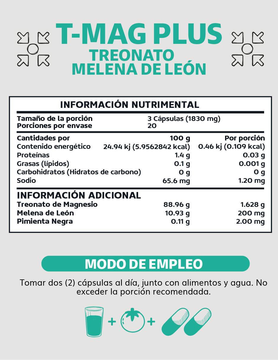 T-MAG Plus Treonato + Melena de León de 60 cápsulas 5
