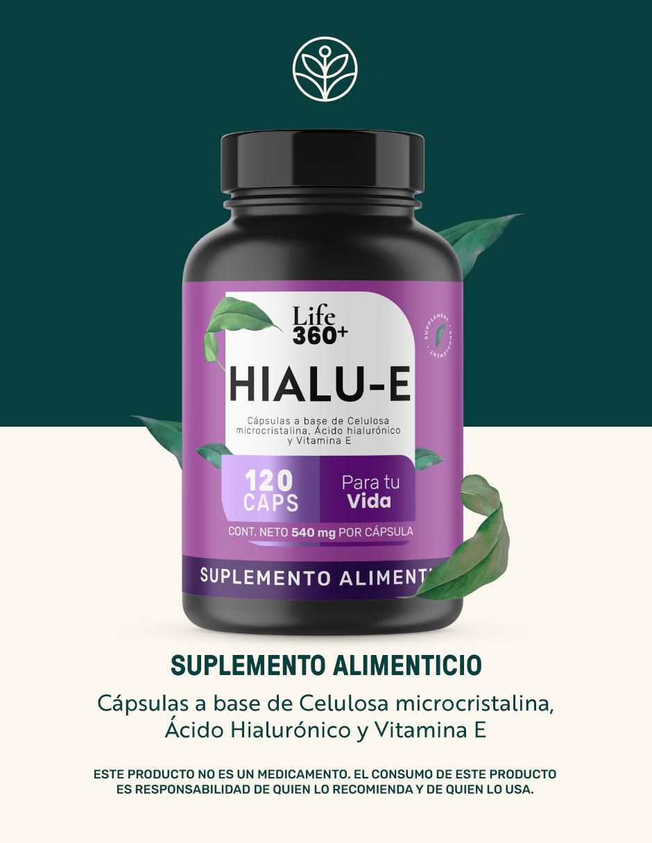 Hialu-E: Ácido Hialurónico + Vitamina E + Estearato de Magnesio Life 360+ 9