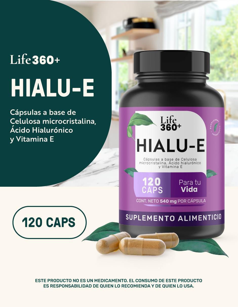 Hialu-E: Ácido Hialurónico + Vitamina E + Estearato de Magnesio Life 360+ 11