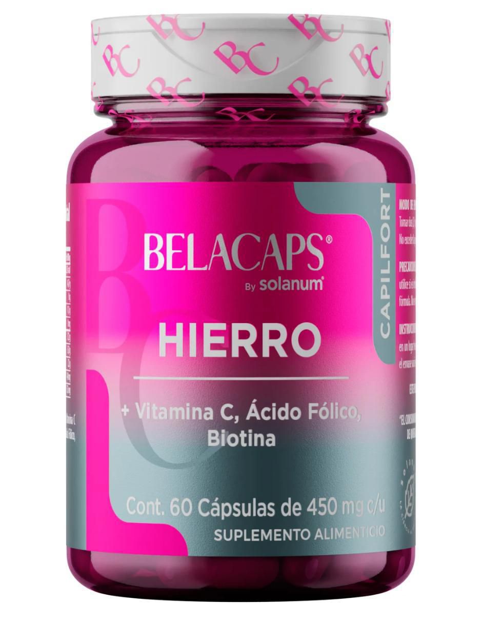 Belacaps Hierro + Vitamina C, Ácido Fólico, Biotina de 60 cápsulas