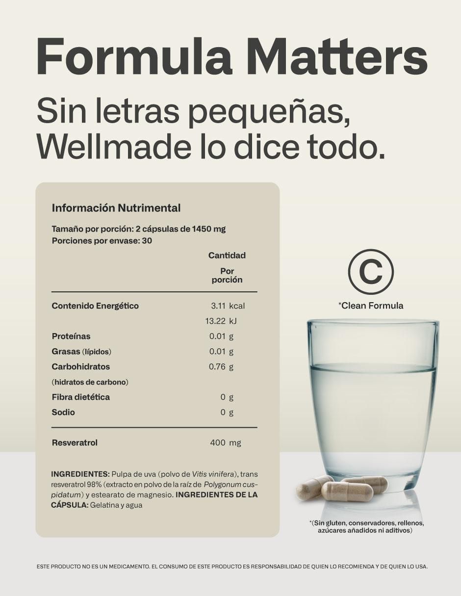 Resveratrol con Pulpa de Uva Wellmade 3