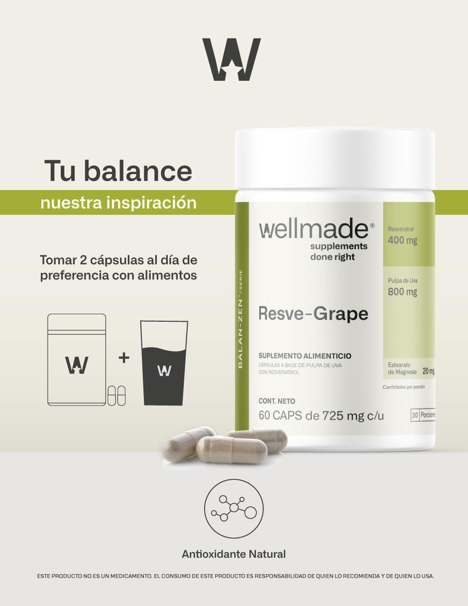 Resveratrol con Pulpa de Uva Wellmade 4