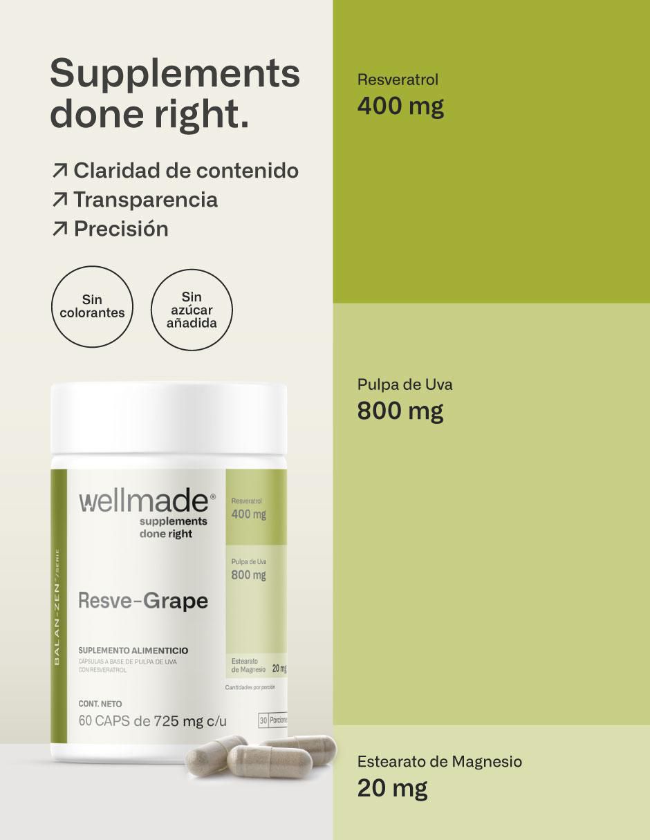Resveratrol con Pulpa de Uva Wellmade 5