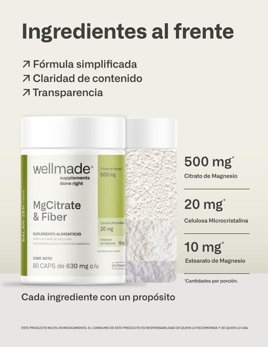 Citrato de Magnesio con Celulosa Microcristalina y Estearato de Magnesio Wellmade con citrato de magnesio 6