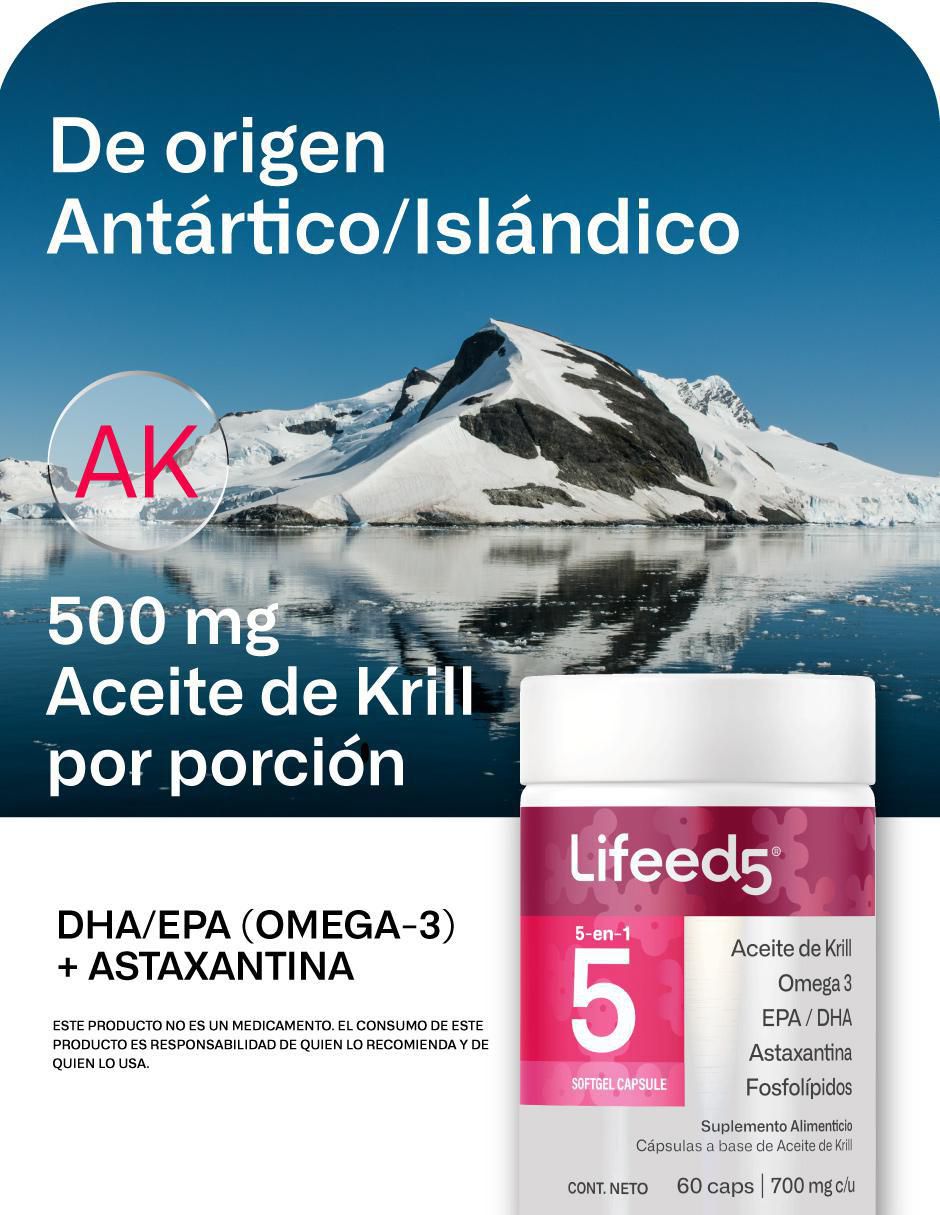 Aceite de Krill + Astaxantina + Omega 3, EPA y DHA Lifeed5 5