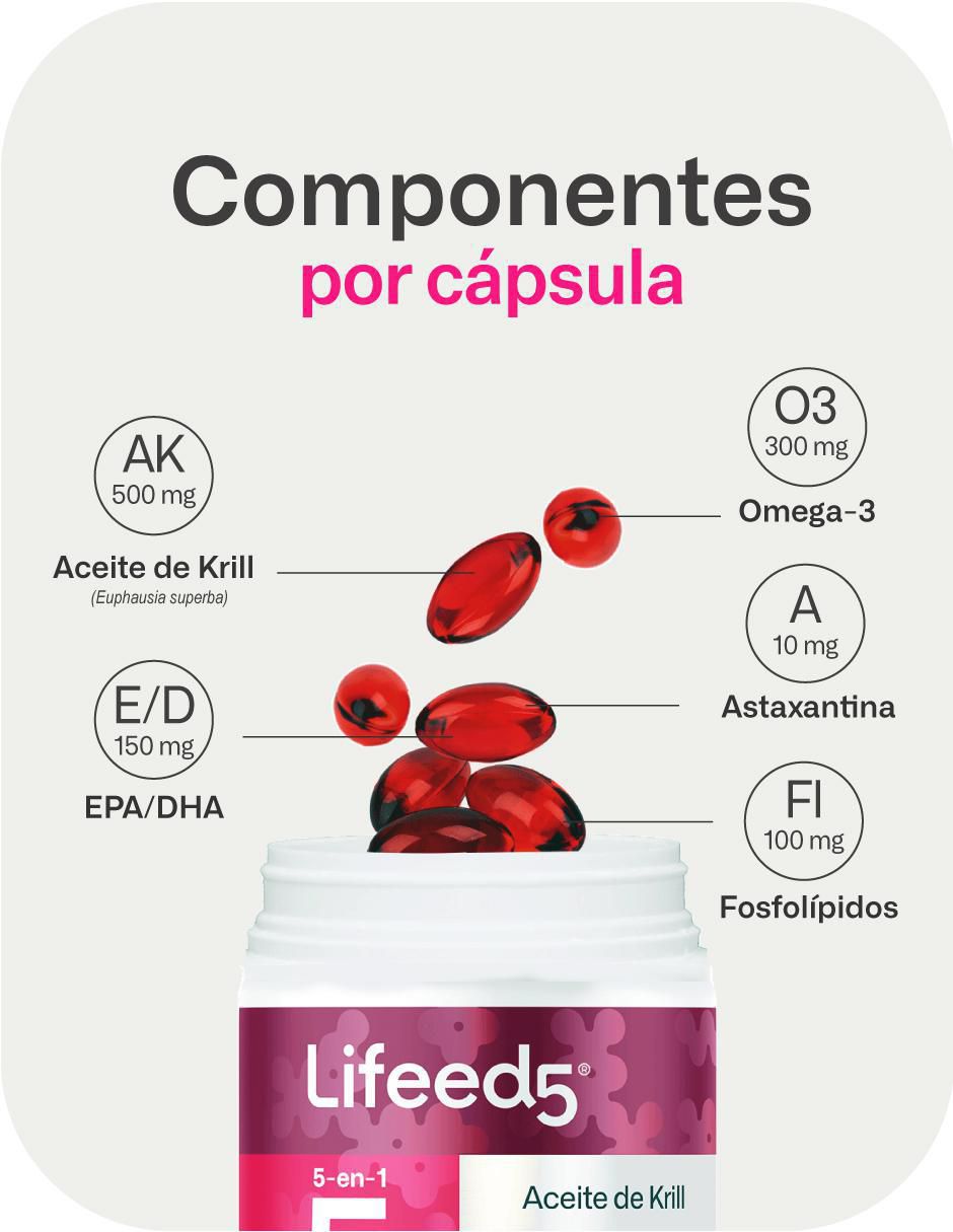 Aceite de Krill + Astaxantina + Omega 3, EPA y DHA Lifeed5 6