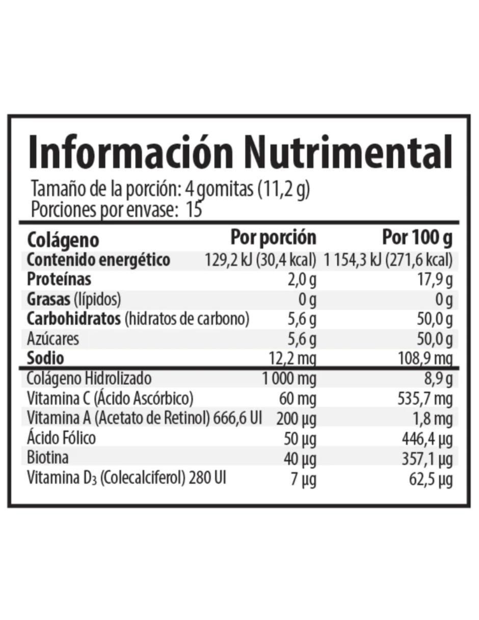 Colágeno + Biotina Vitamina A, C, D sabor fresa de 60 gomitas 2