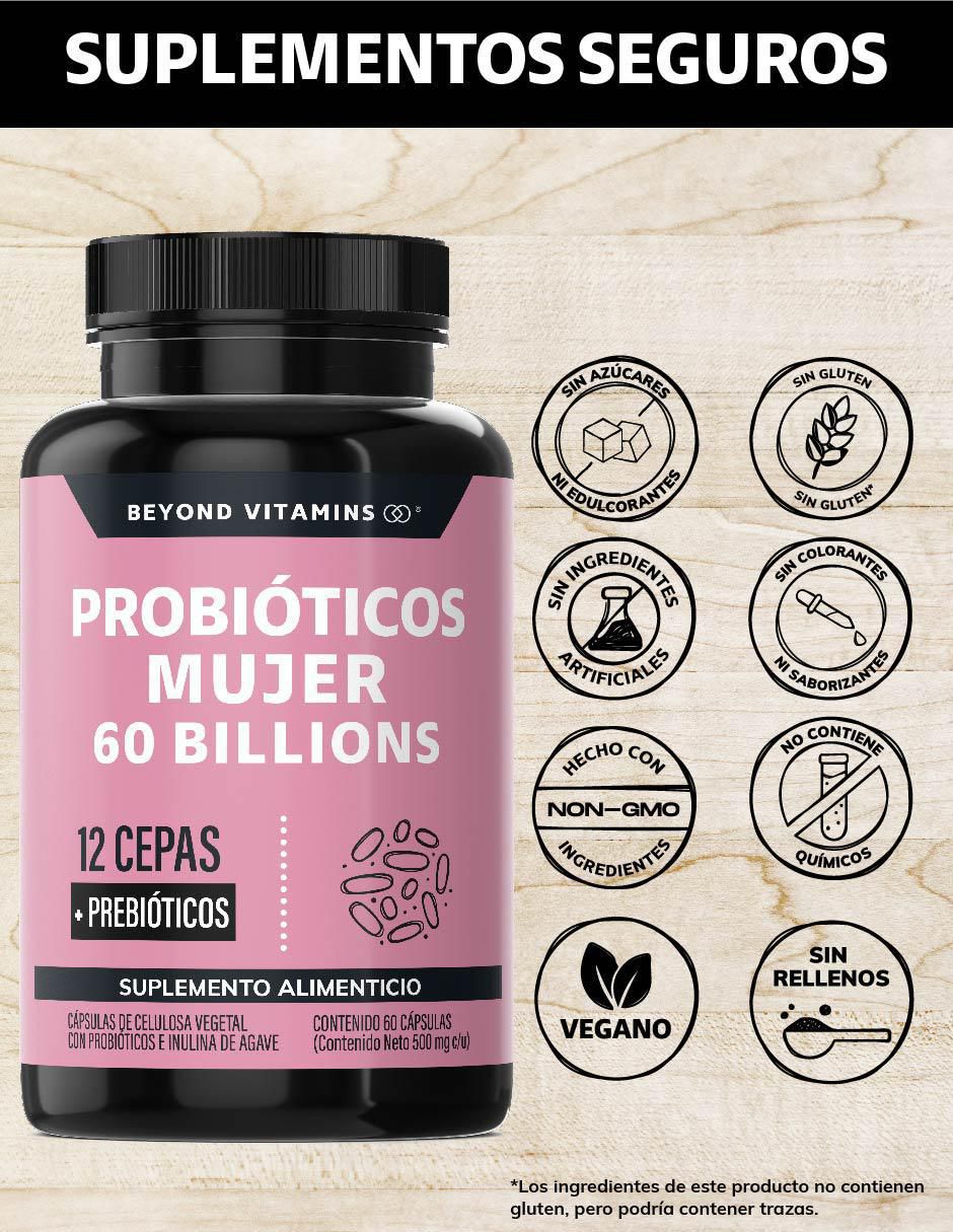 Probióticos mujer 60 Billions + Prebióticos de 60 cápsulas 2