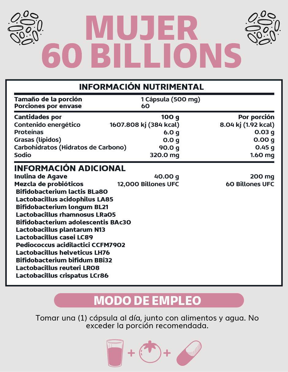 Probióticos mujer 60 Billions + Prebióticos de 60 cápsulas 5