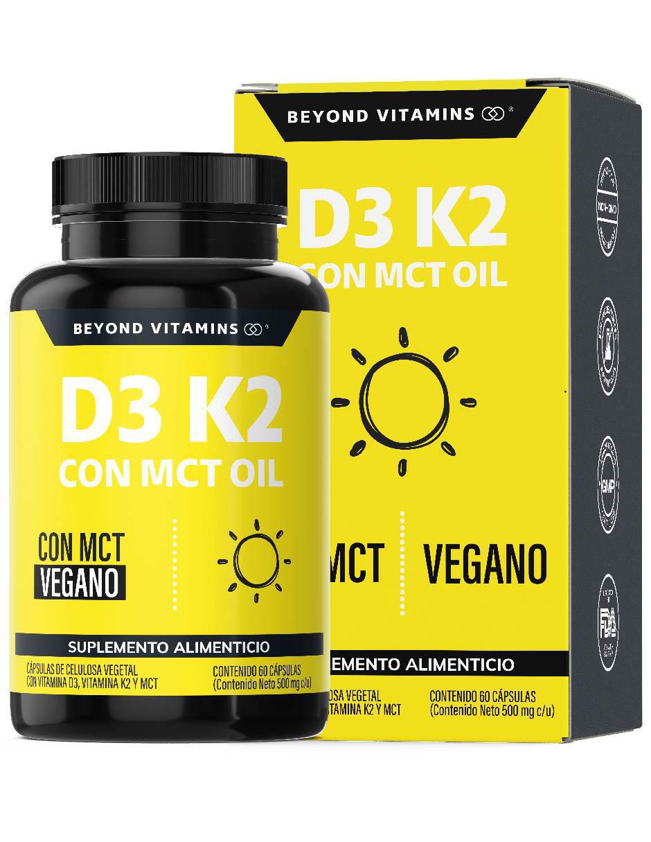 Vitamina D3, Vitamina K2 con MCT Oil de 60 cápsulas