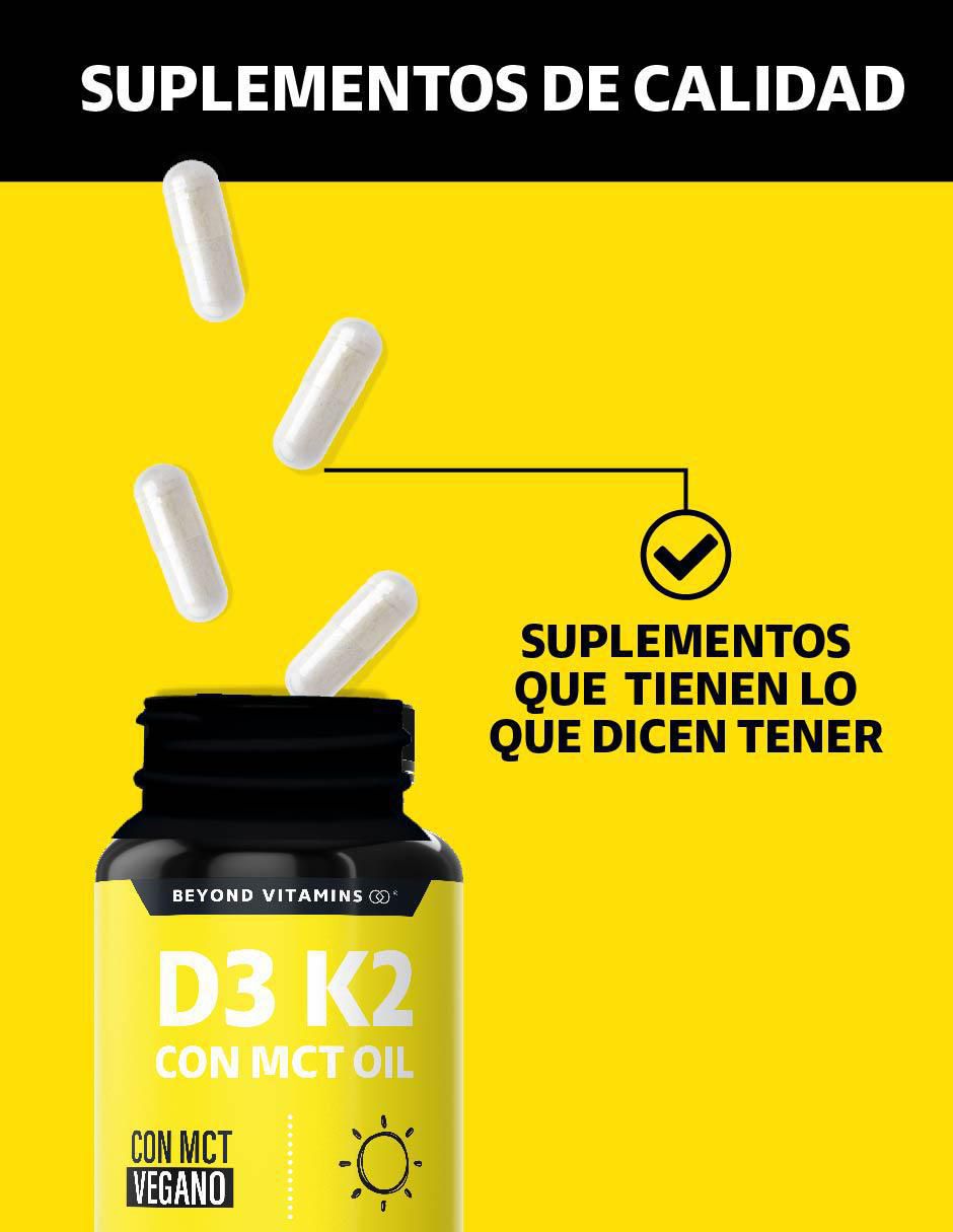 Vitamina D3, Vitamina K2 con MCT Oil de 60 cápsulas 3