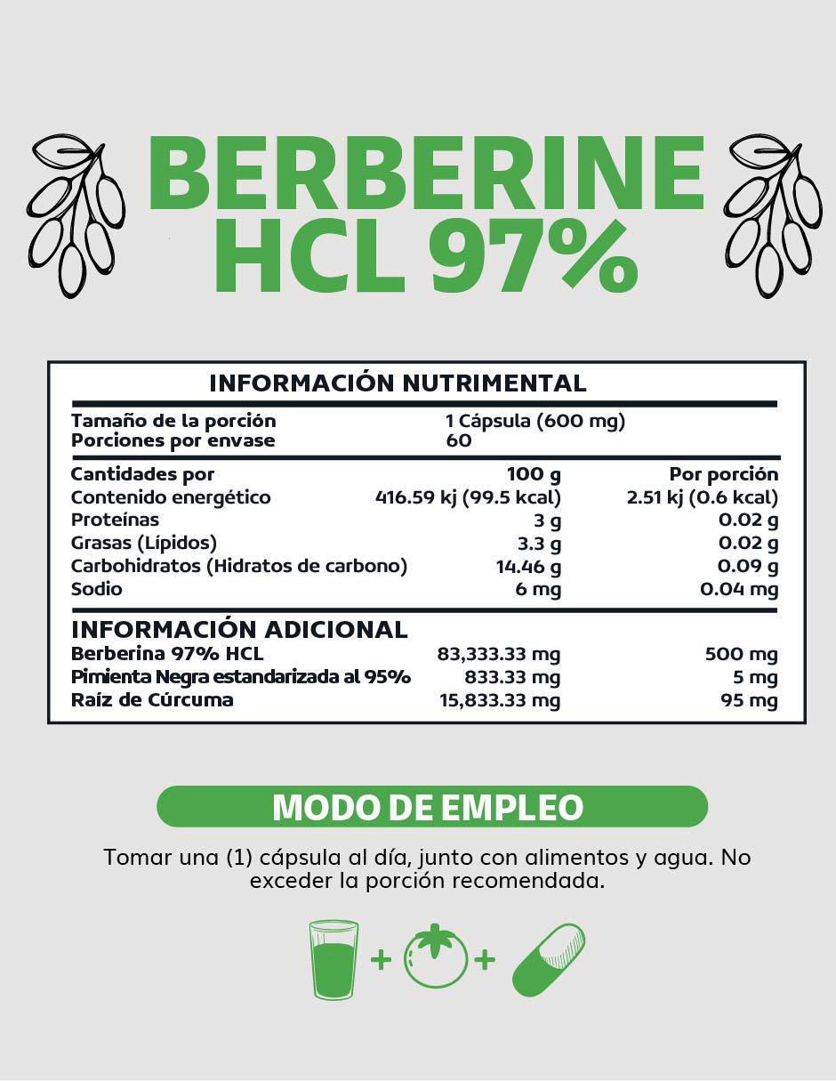 Berberine HCL 97% con berberina de 60 cápsulas 5