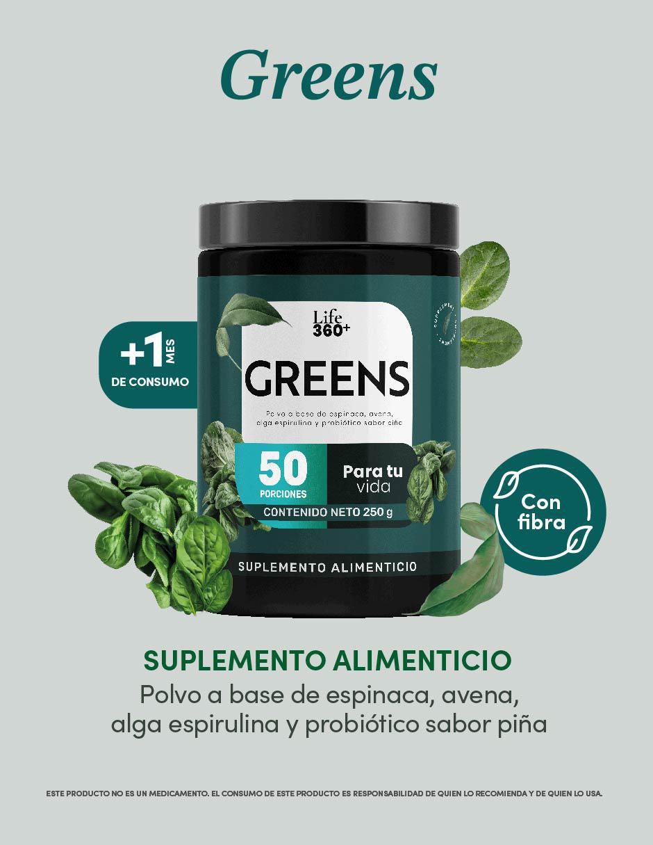 Greens: Suplemento en polvo a base de espinaca, avena, arándano, espirulina y probióticos con resveratrol sabor piña 2