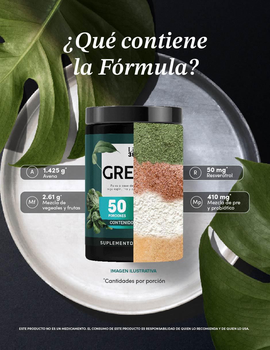 Greens: Suplemento en polvo a base de espinaca, avena, arándano, espirulina y probióticos con resveratrol sabor piña 4