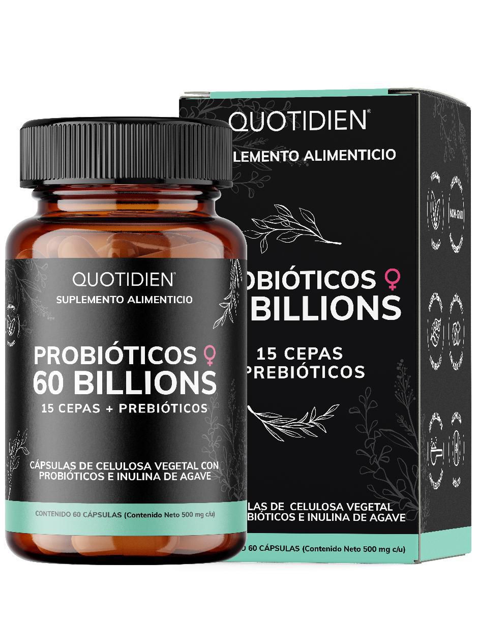 Probioticos 60 Billion + Prebióticos con probióticos, prebióticos, inulina de agave y aloe vera de 60 cápsulas Probioticos 60 Billion + Prebióticos con probióticos, prebióticos, inulina de agave y aloe vera de 60 cápsulas