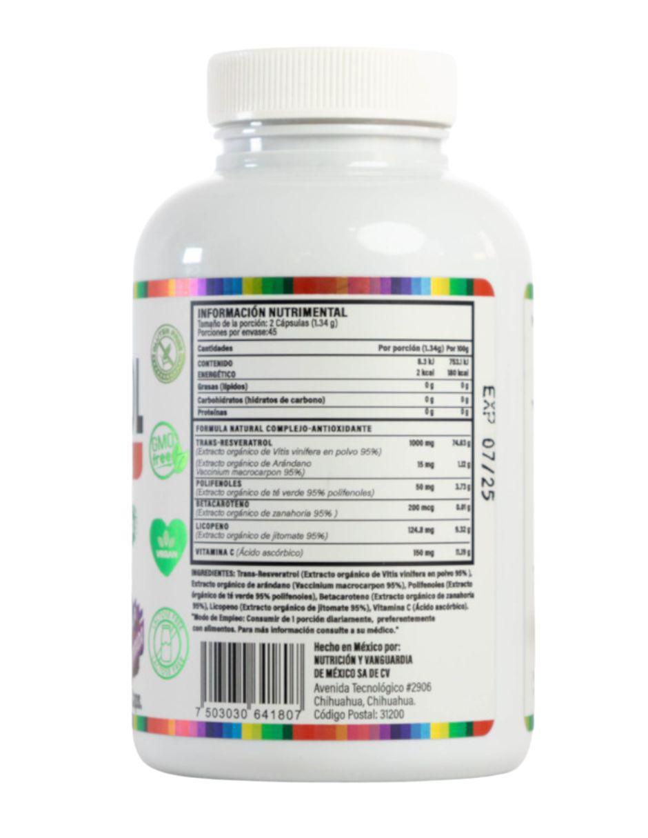Resveratrol Purely Organics de 90 cápsulas 2