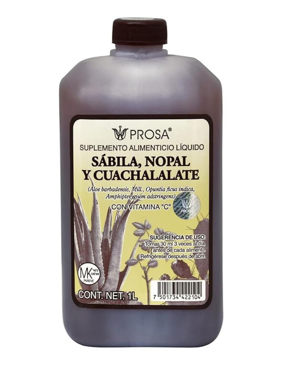 Bebida de Sabila, Nopal y Cuachalalate sabor natural de 1 l