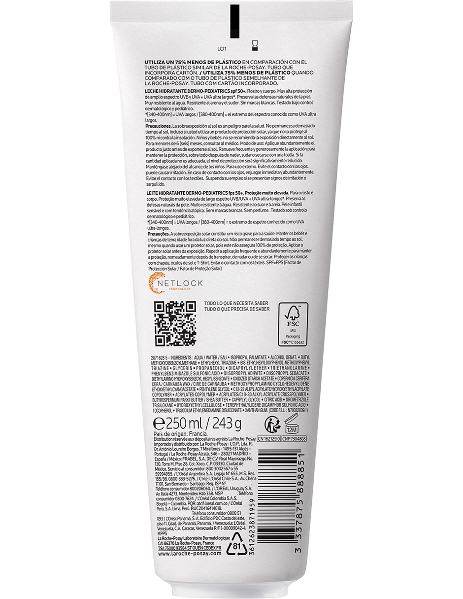 Protector solar FPS 50 Anthelios Dermo Pediatrics 250 ml 2
