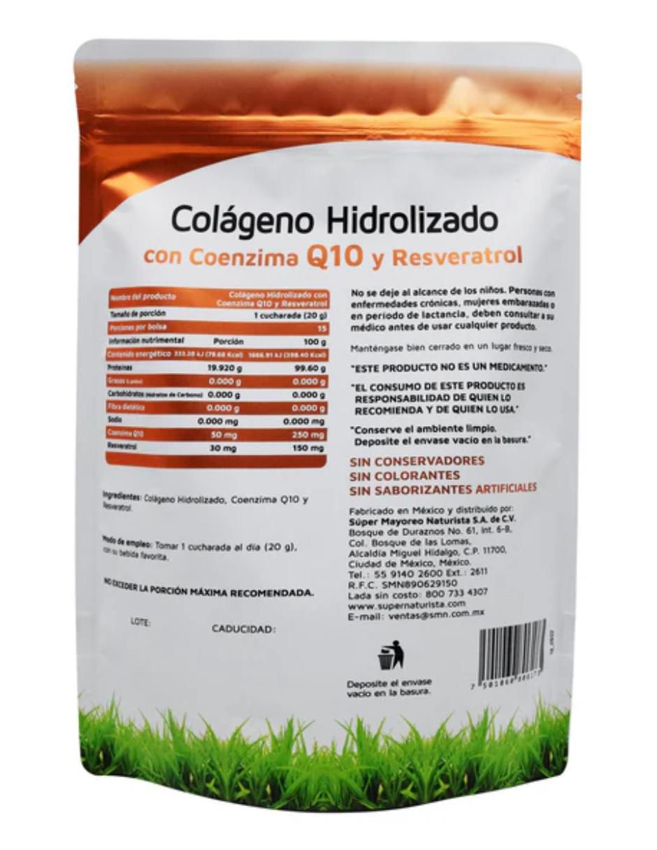 Colágeno Hidrolizado Con Coenzima Q10 Y Resveratrol de 300 g 2