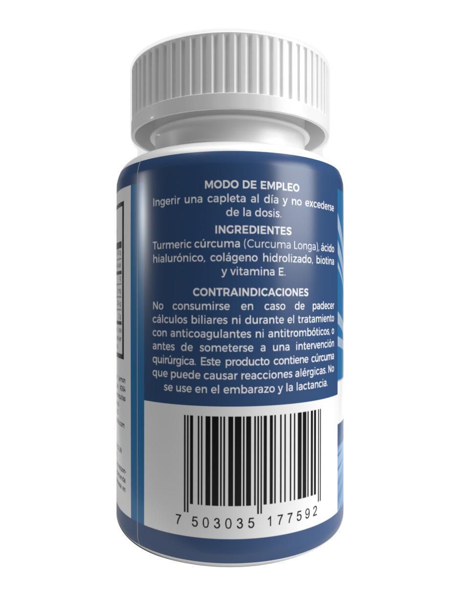 Curcuyang con turmeric cúrcuma, ácido hialurónico, colágeno hidrolizado, biotina y vitamina e de 30 capletas 2