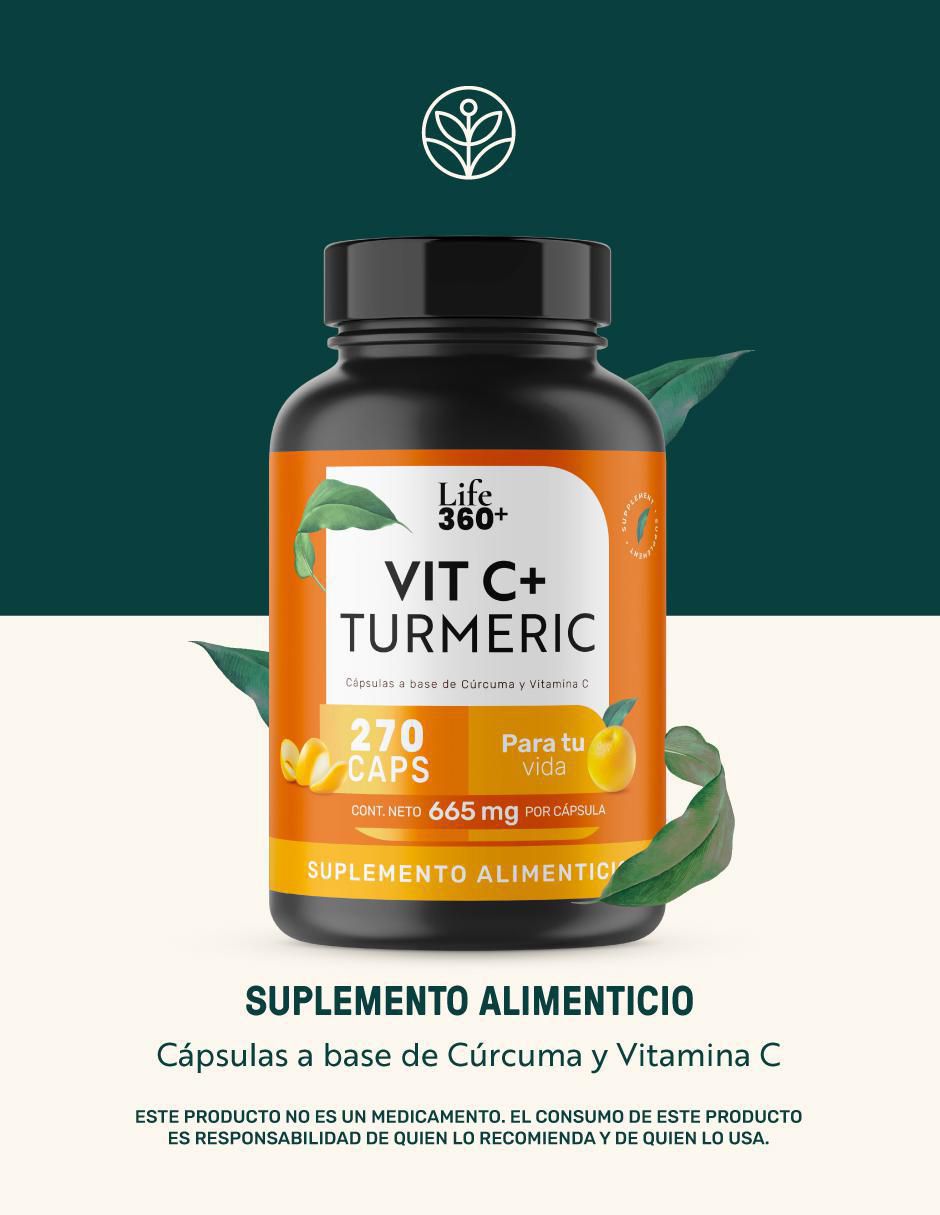 Vitamina c + turmeric (cúrcuma) de 270 cápsulas 3