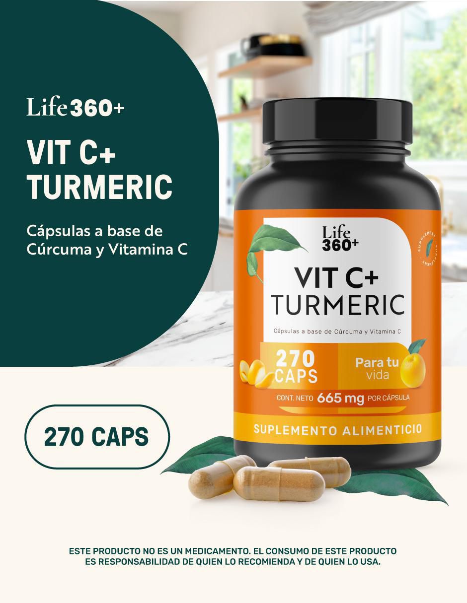 Vitamina c + turmeric (cúrcuma) de 270 cápsulas 5