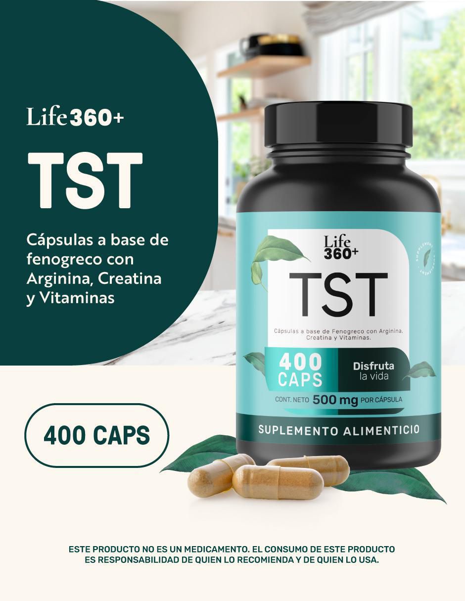 TST: Creatina + Vitaminas + Fenogreco + L-Arginina + Zinc Life 360+ 4