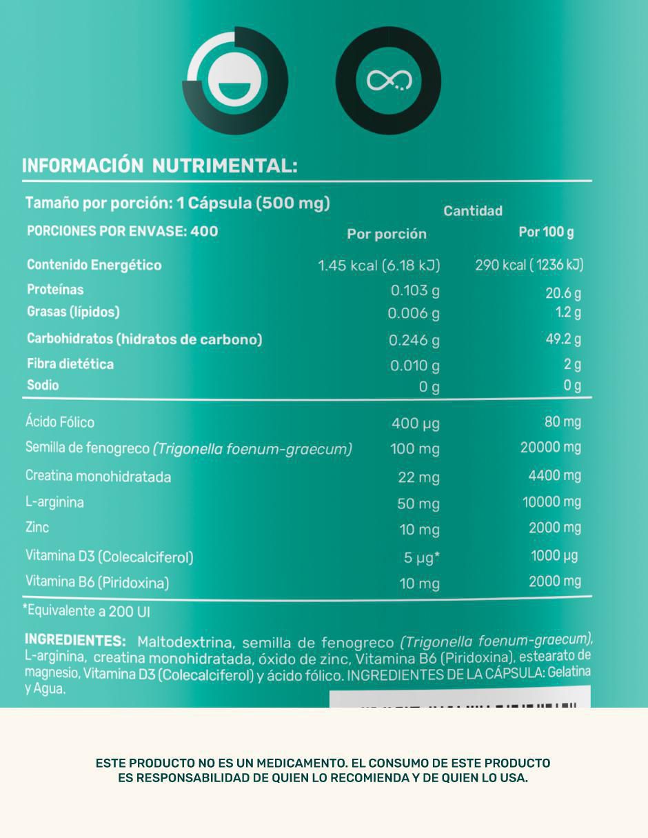 TST: Creatina + Vitaminas + Fenogreco + L-Arginina + Zinc Life 360+ 5