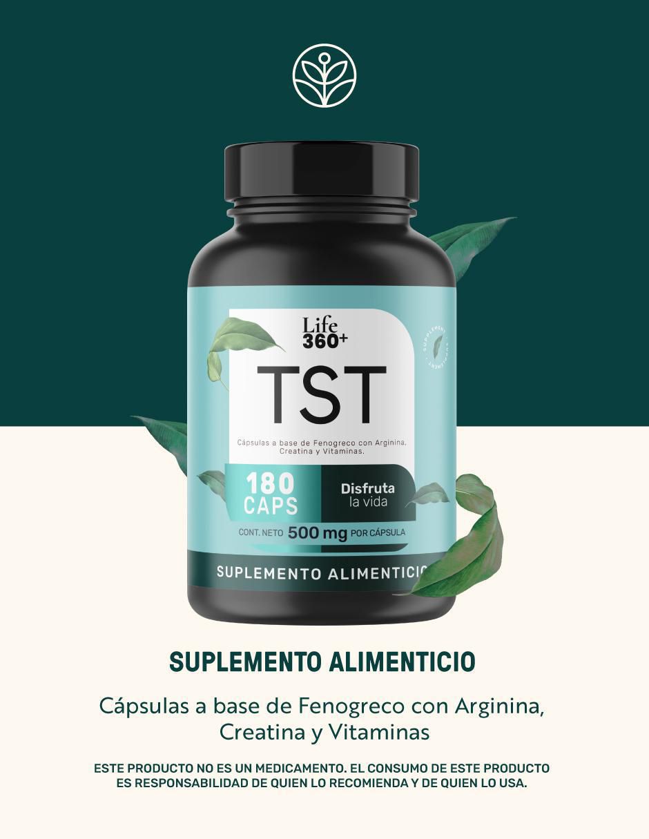 TST: Creatina + Vitaminas + Fenogreco + L-Arginina + Zinc Life 360+ 2