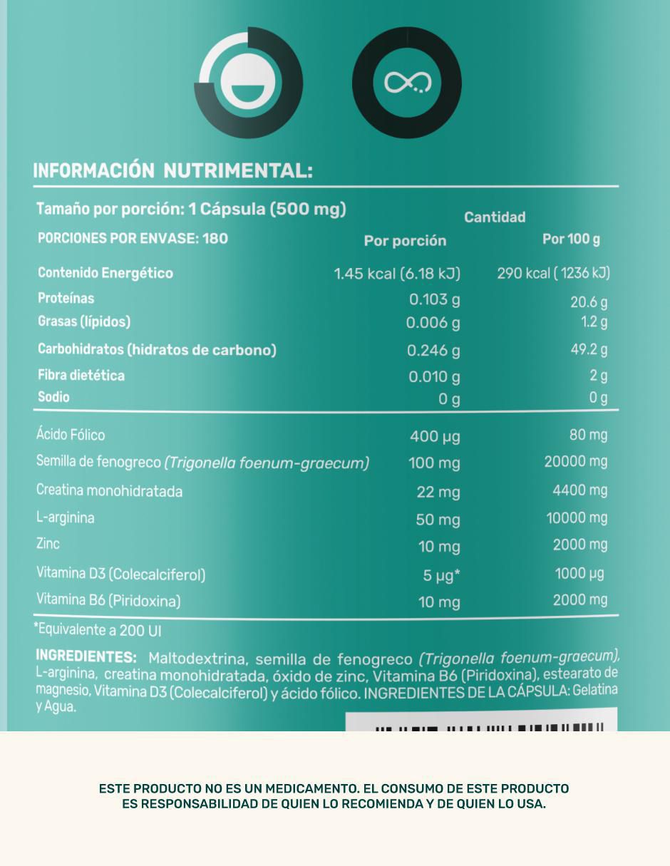 TST: Creatina + Vitaminas + Fenogreco + L-Arginina + Zinc Life 360+ 5