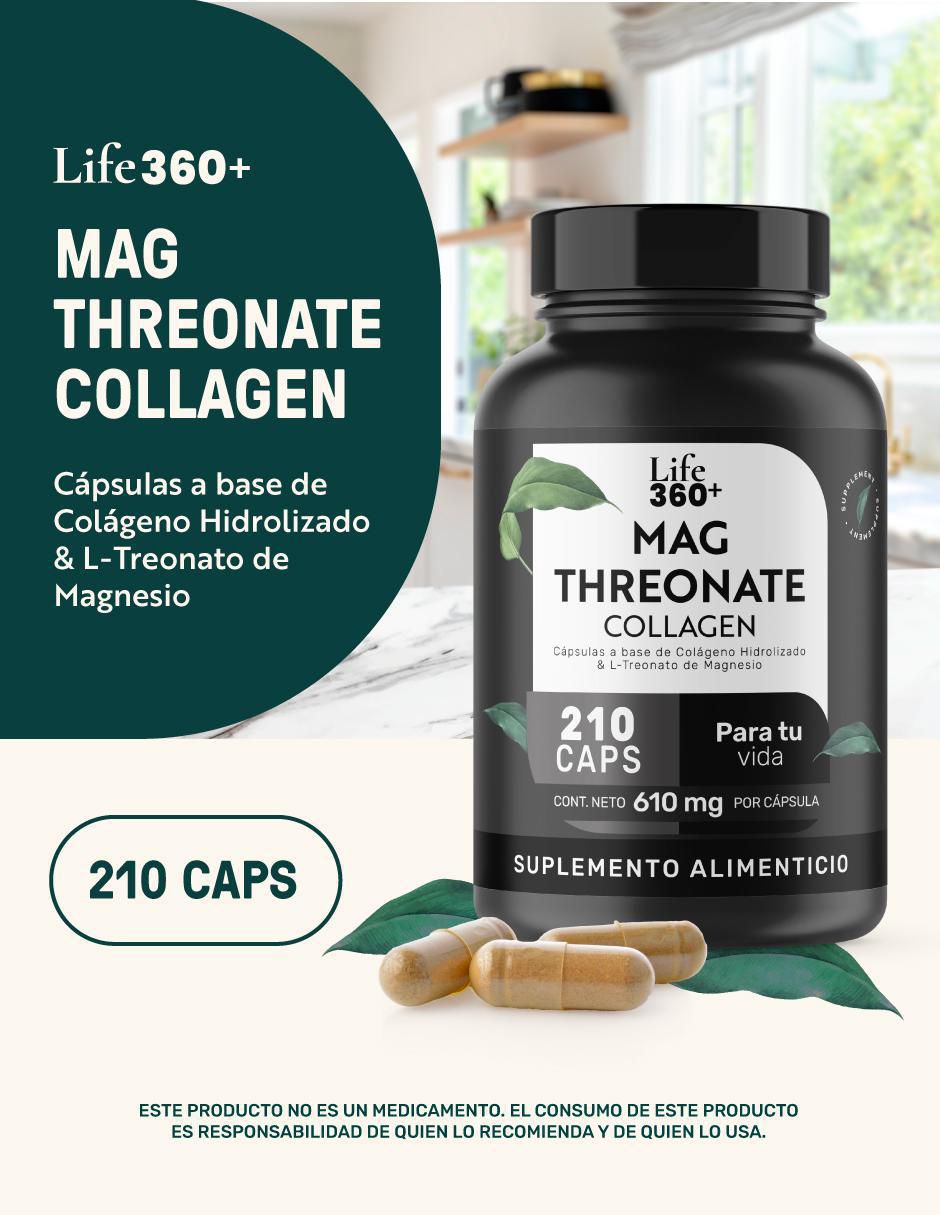 Mag threonate: colágeno hidrolizado + L-treonato magnesio con magnesio de 210 cápsulas 5