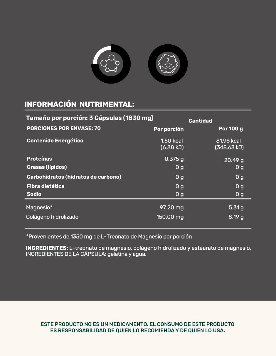 Mag threonate: colágeno hidrolizado + L-treonato magnesio con magnesio de 210 cápsulas 2