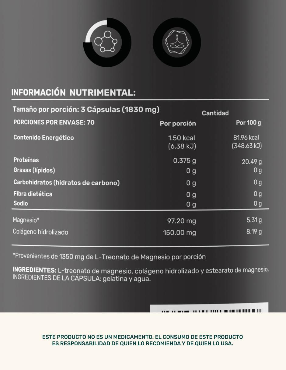 Mag threonate: colágeno hidrolizado + L-treonato magnesio con magnesio de 210 cápsulas 6