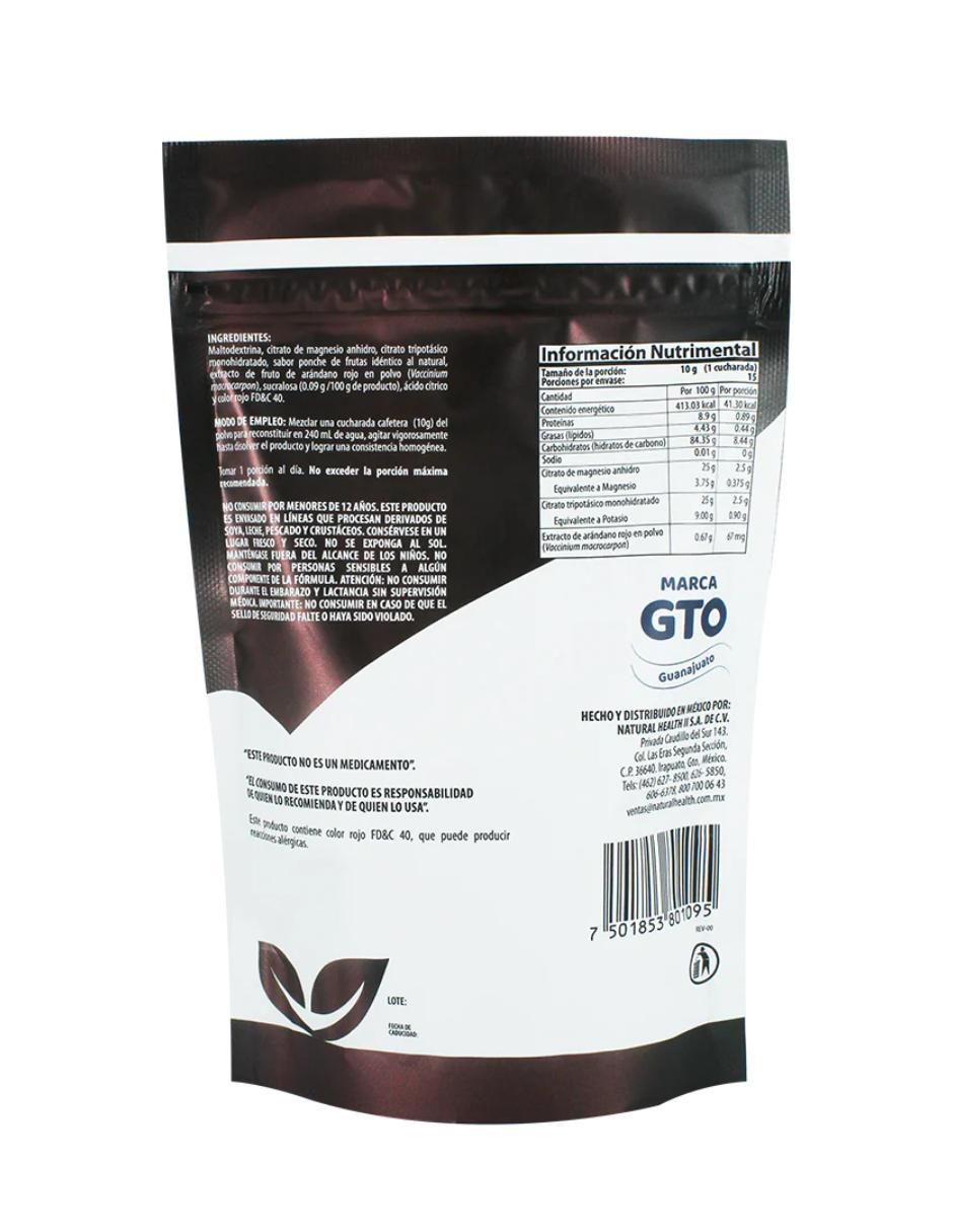 Citrato de Magnesio más Potasio con citrato de magnesio sabor ponche de frutas de 150 g 2